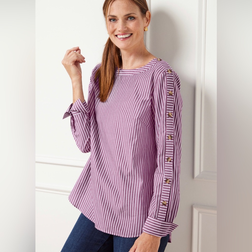 NWOT Talbots Burgundy Stripped Casual Blouse XL